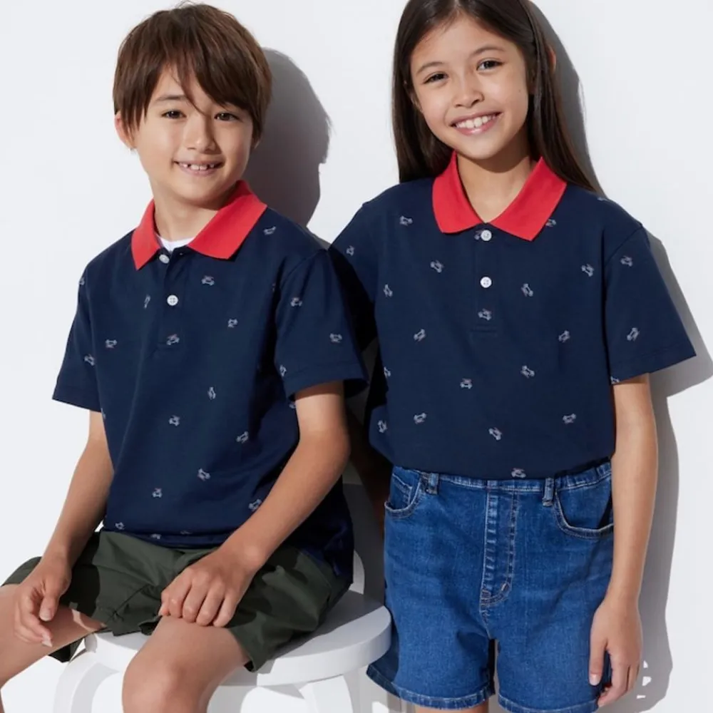 T-Shirts, Bh-Tops & Poloshirts*UNIQLO Kinder Gemustertes Dry Pique Poloshirt