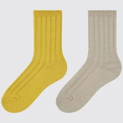 Socken, Strumpfhosen & Leggings*UNIQLO Kinder Gerippte Heattech Socken (2 Paar) Gelb