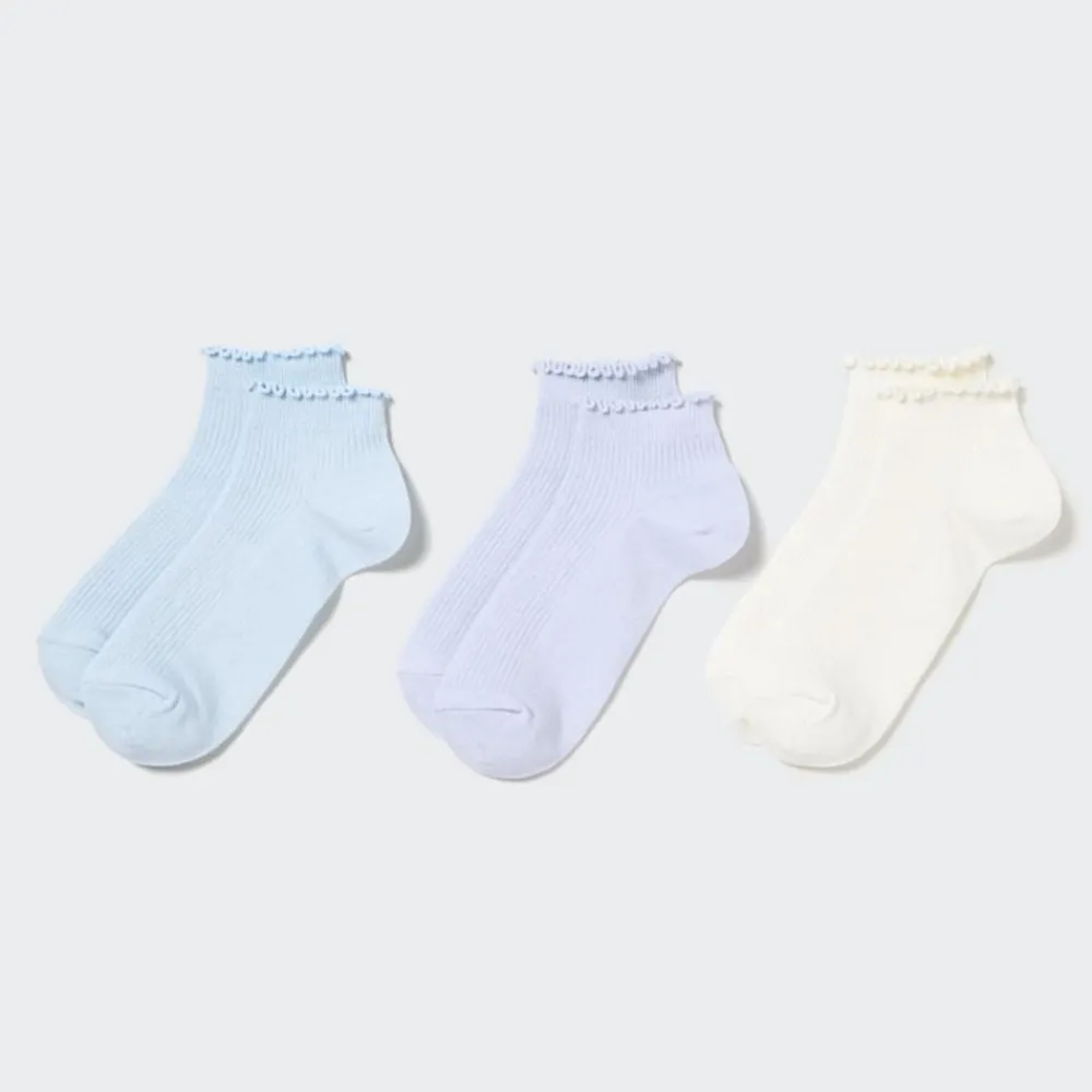 Socken, Strumpfhosen & Leggings*UNIQLO Kinder Gerippte Kurzsocken (3 Paar) Hellblau