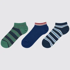 Socken, Strumpfhosen & Leggings*UNIQLO Kinder Gestreifte Kurzsocken (3 Paar) Grun
