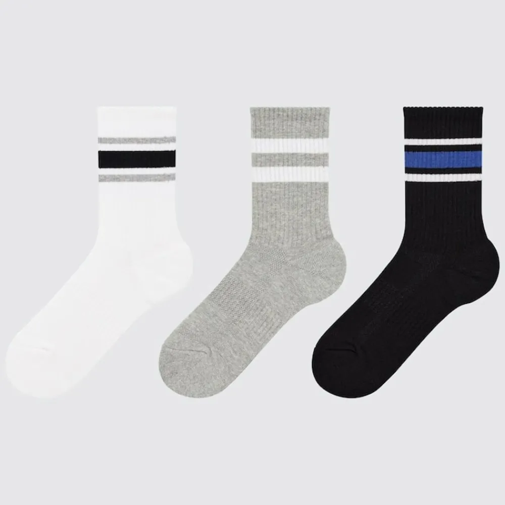 Socken, Strumpfhosen & Leggings*UNIQLO Kinder Gestreifte Socken (3 Paar) Grauweis