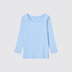 T-Shirts, Bh-Tops & Poloshirts*UNIQLO Kinder Heattech Thermo Langarmshirt Mit Weitem Rundhalsausschnitt