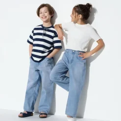 Jeans*UNIQLO Kinder Jeans Mit Reisverschluss (Wide Fit) Blau