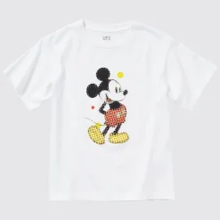 T-Shirts, Bh-Tops & Poloshirts*UNIQLO Kinder Mickey Stands Ut Bedrucktes T-Shirt Weis