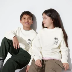 Sweatshirts*UNIQLO Kinder Ultra Stretch Langarmshirt Mit Print Grauweis