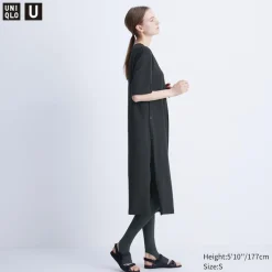 Kleider, Jumpsuits & Overalls*UNIQLO Krepp Baumwolle Kurzarm T-Shirt-Kleid