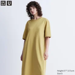 Kleider, Jumpsuits & Overalls*UNIQLO Krepp Baumwolle Kurzarm T-Shirt-Kleid
