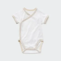 Strampler & Bodys*UNIQLO Kurzarm Body (Vordere Offnung, Colourblock) Grauweis