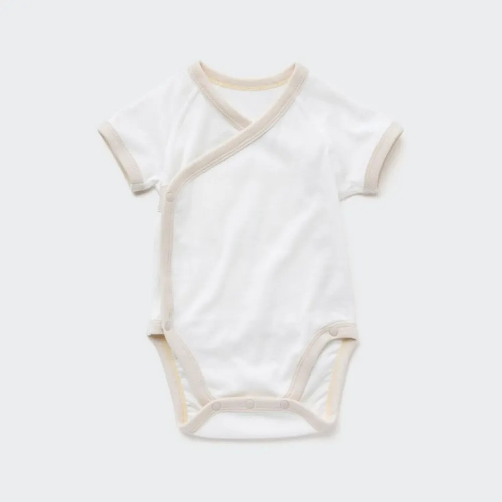 Strampler & Bodys*UNIQLO Kurzarm Body (Vordere Offnung, Colourblock) Grauweis