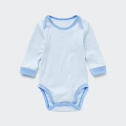 Strampler & Bodys*UNIQLO Langarm Body (Colourblock) Hellblau