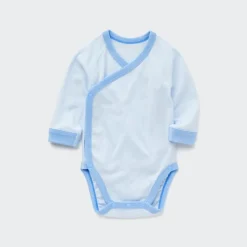 Strampler & Bodys*UNIQLO Langarm Body (Vordere Offnung, Colourblock) Hellblau