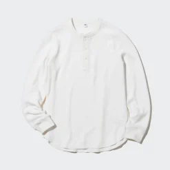 T-Shirts & Oberteile*UNIQLO Langarmshirt Mit Henley-Ausschnitt Und Waffeloptik