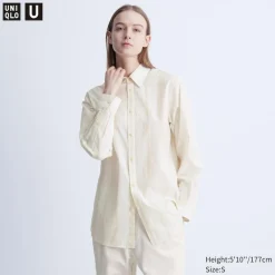 Hemden & Blusen*UNIQLO Lange Gestreifte Langarm Bluse (Relaxed Fit)