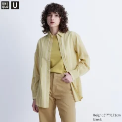Hemden & Blusen*UNIQLO Lange Gestreifte Langarm Bluse (Relaxed Fit)