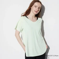 T-Shirts & Oberteile*UNIQLO Langes Nahtloses Airism T-Shirt Mit V-Ausschnitt