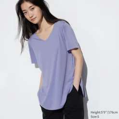 T-Shirts & Oberteile*UNIQLO Langes Nahtloses Airism T-Shirt Mit V-Ausschnitt