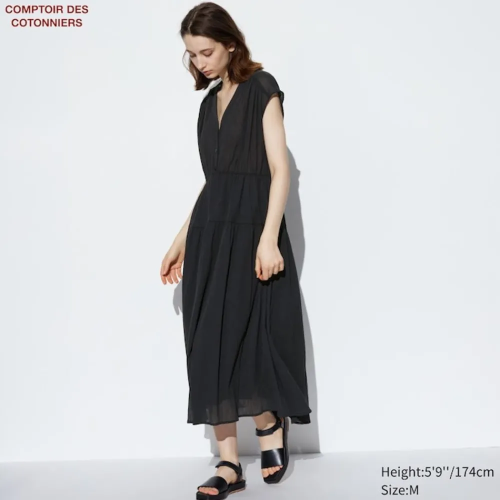 Hemden & Blusen*UNIQLO Langes Transparentes Baumwolle Langarm Kleid