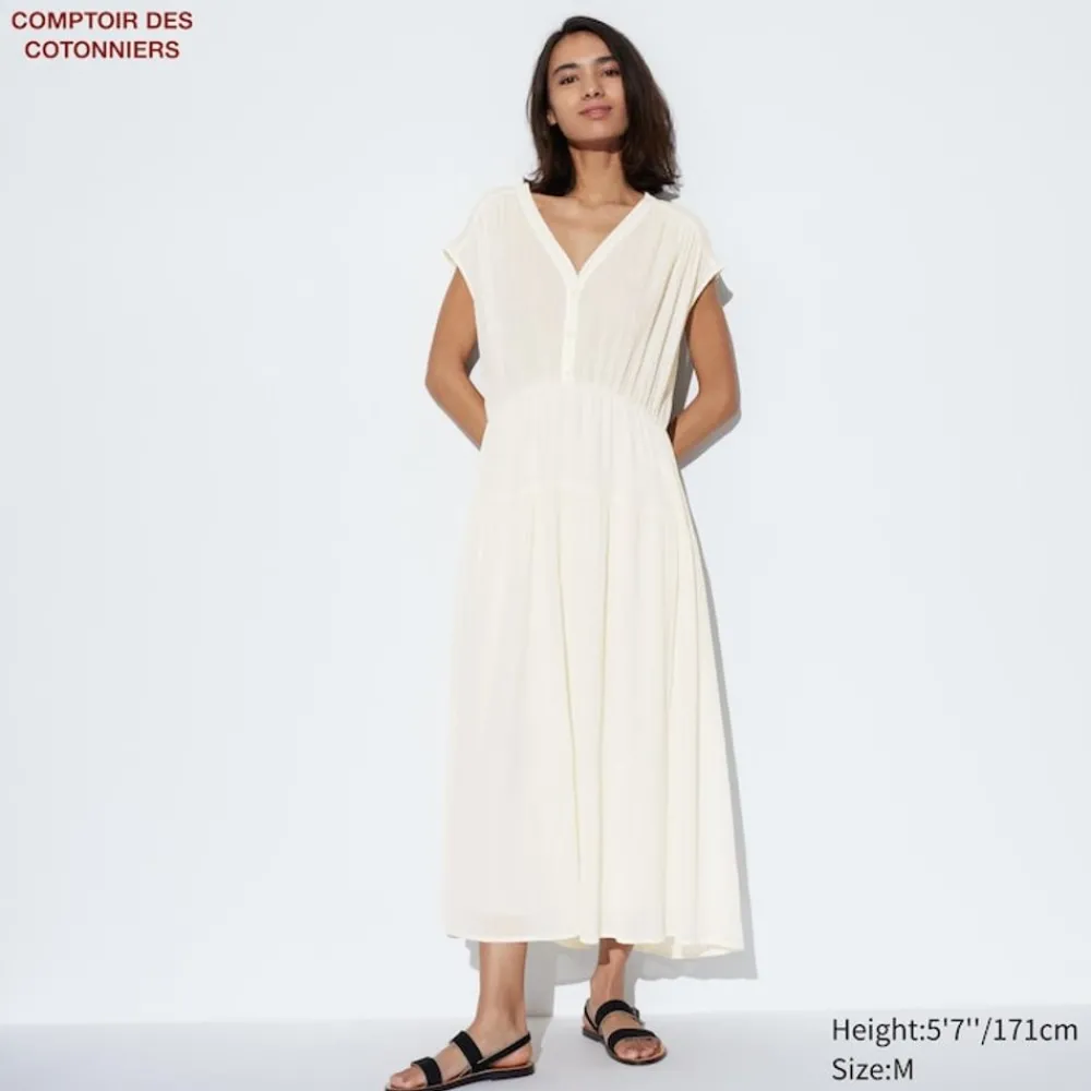 Hemden & Blusen*UNIQLO Langes Transparentes Baumwolle Langarm Kleid