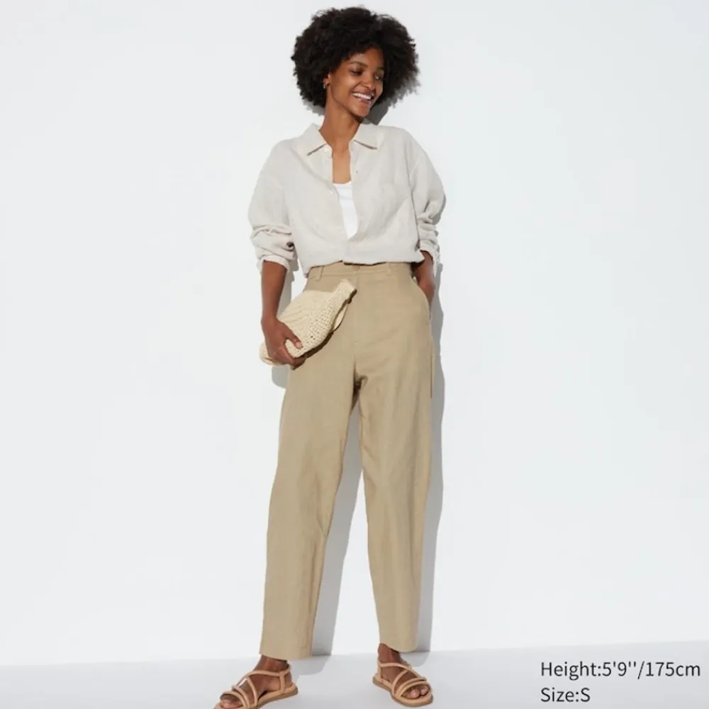 Hosen, Leggings & Jogginghosen*UNIQLO Leinen Baumwolle Hose (Tapered Fit, Lang)