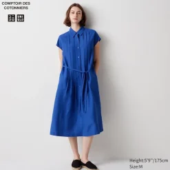 Kleider, Jumpsuits & Overalls*UNIQLO Leinenmix Kurzarm Hemdkleid