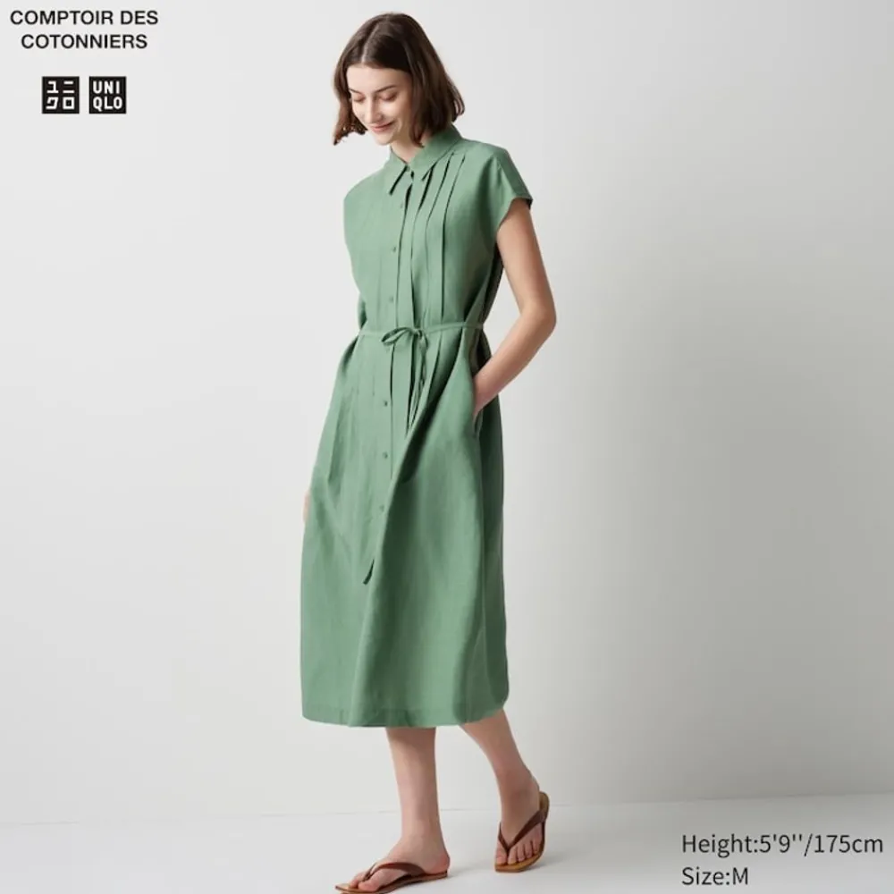 Kleider, Jumpsuits & Overalls*UNIQLO Leinenmix Kurzarm Hemdkleid