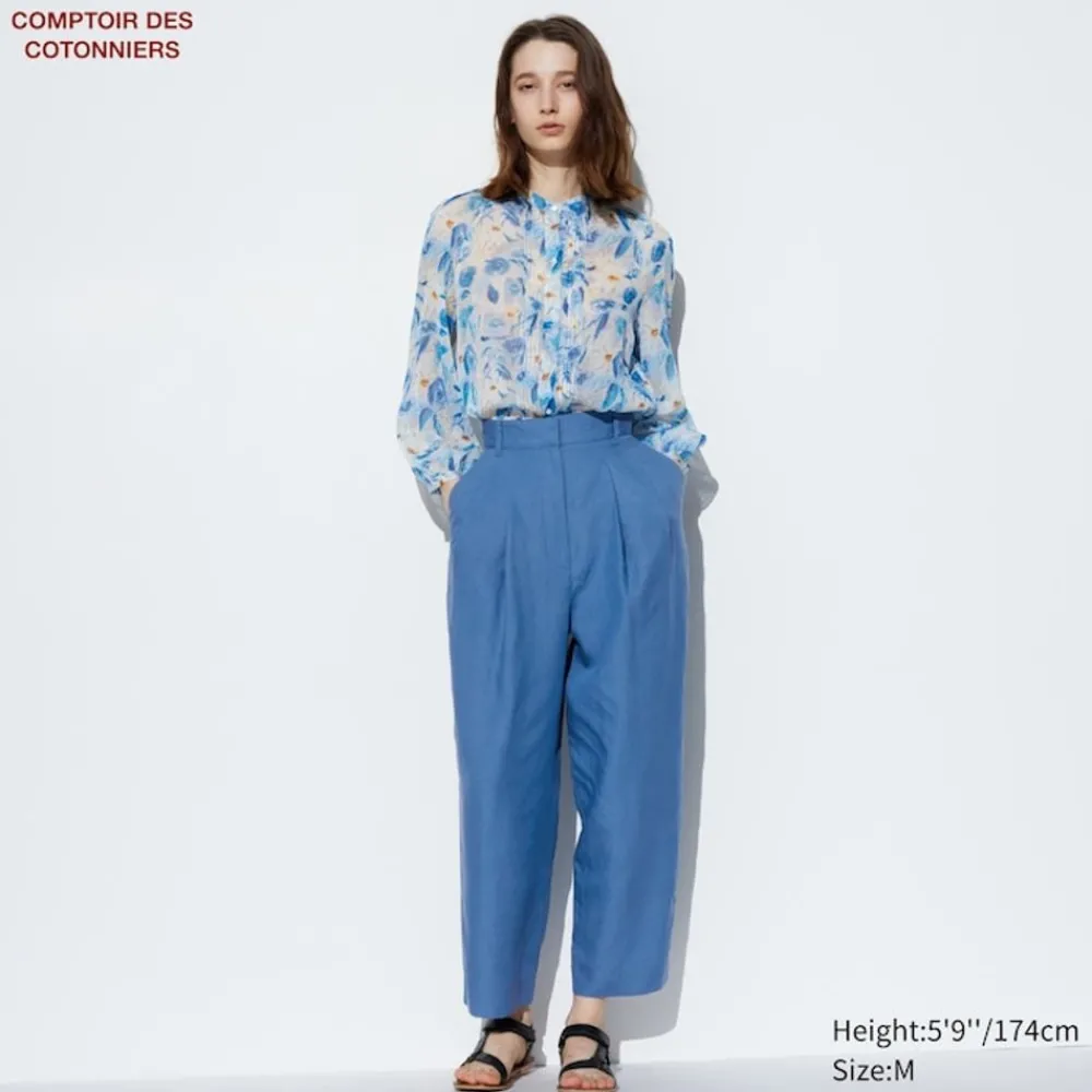 Hosen, Leggings & Jogginghosen*UNIQLO Lyocell Leinen Bundfaltenhose (Tapered Fit)