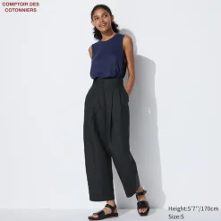Hosen, Leggings & Jogginghosen*UNIQLO Lyocell Leinen Bundfaltenhose (Tapered Fit)