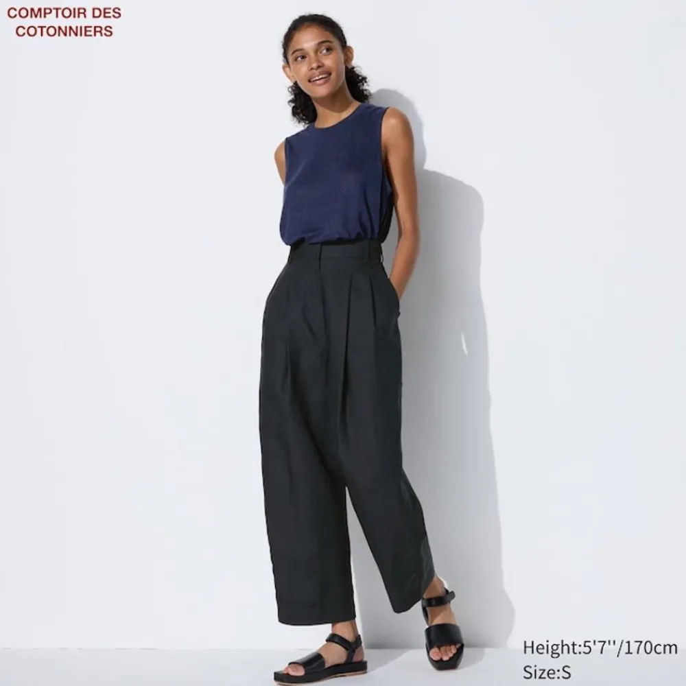 Hosen, Leggings & Jogginghosen*UNIQLO Lyocell Leinen Bundfaltenhose (Tapered Fit)