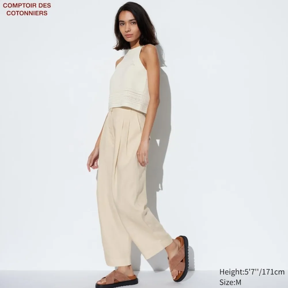 Hosen, Leggings & Jogginghosen*UNIQLO Lyocell Leinen Bundfaltenhose (Tapered Fit)