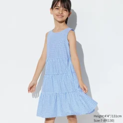 Kleider & Jumpsuits*UNIQLO Madchen Armelloses Kariertes Seersucker Kleid