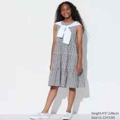 Kleider & Jumpsuits*UNIQLO Madchen Armelloses Kariertes Seersucker Kleid