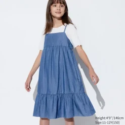 Kleider & Jumpsuits*UNIQLO Madchen Chambray Tragerkleid Blau