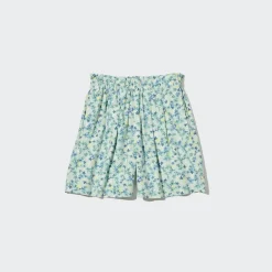 Naturlich Feines Leinen*UNIQLO Madchen Gemusterte Leinenmix Easy Shorts Grun