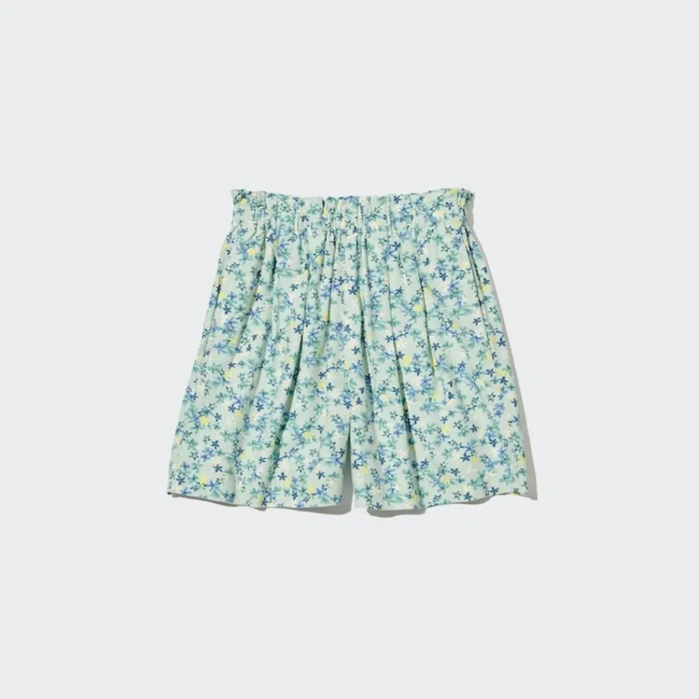 Naturlich Feines Leinen*UNIQLO Madchen Gemusterte Leinenmix Easy Shorts Grun