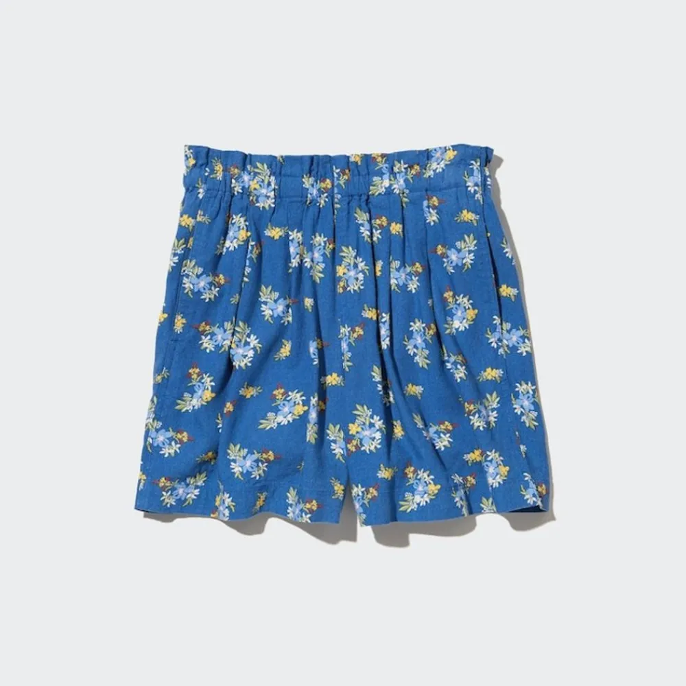 Hosen, Jogginghosen & Leggings*UNIQLO Madchen Gemusterte Leinenmix Easy Shorts Blau