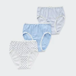 Bhs & Unterwäsche*UNIQLO Madchen Gemusterter Slip (3Er-Set) Hellblau