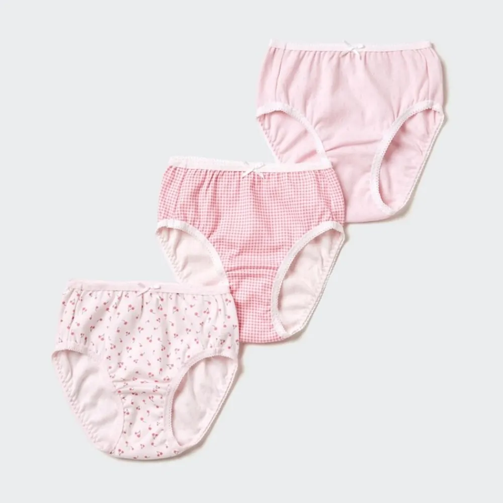 Bhs & Unterwäsche*UNIQLO Madchen Gemusterter Slip (3Er-Set) Pink