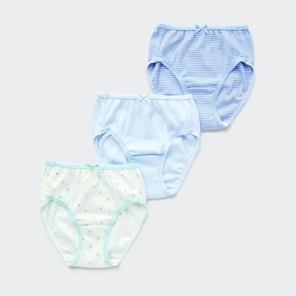 Bhs & Unterwäsche*UNIQLO Madchen Gemusterter Slip (3Er-Set) Hellgrun