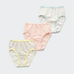 Bhs & Unterwäsche*UNIQLO Madchen Gemusterter Slip (3Er-Set) Grauweis