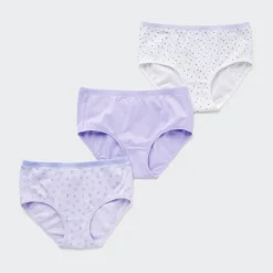 Bhs & Unterwäsche*UNIQLO Madchen Gemusterter Slip Mit Niedrigem Bund (3Er-Set) Lila
