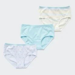 Bhs & Unterwäsche*UNIQLO Madchen Gemusterter Slip Mit Niedrigem Bund (3Er-Set) Hellgrun
