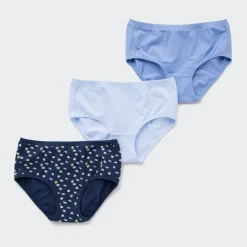 Bhs & Unterwäsche*UNIQLO Madchen Gemusterter Slip Mit Niedrigem Bund (3Er-Set) Dunkelblau