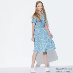 Kleider & Jumpsuits*UNIQLO Madchen Gemustertes Viskose Kurzarm Kleid