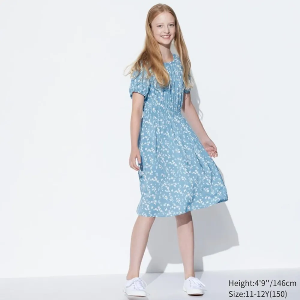 Kleider & Jumpsuits*UNIQLO Madchen Gemustertes Viskose Kurzarm Kleid