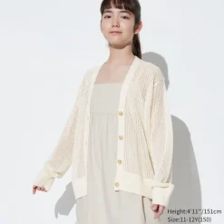 Strickpullover & Cardigans*UNIQLO Madchen Mesh Strickjacke Mit V-Ausschnitt (Maschinenwaschbar)