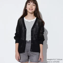Strickpullover & Cardigans*UNIQLO Madchen Mesh Strickjacke Mit V-Ausschnitt (Maschinenwaschbar)