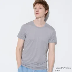 T-Shirts & Oberteile*UNIQLO Meliertes Airism T-Shirt Hellgrau