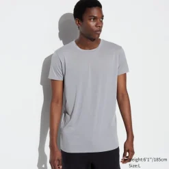 T-Shirts & Oberteile*UNIQLO Meliertes Airism T-Shirt Hellgrau