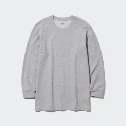 T-Shirts & Oberteile*UNIQLO Meliertes Heattech Extra Warm Baumwolle Thermo Langarmshirt Grau