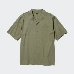 Hemden*UNIQLO Modal Baumwolle Kurzarm Hemd Mit Offenem Kragen
